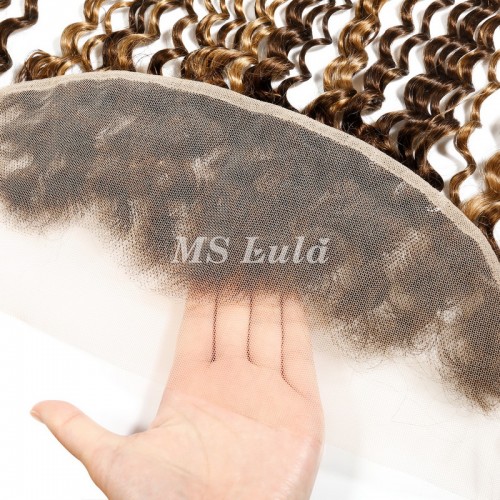 Deep Wave #4/27 Highlight Virgin Human Hair 4x4 13x4 Transparent Lace Closure/Frontal | Human Hair Wig | Lace Front